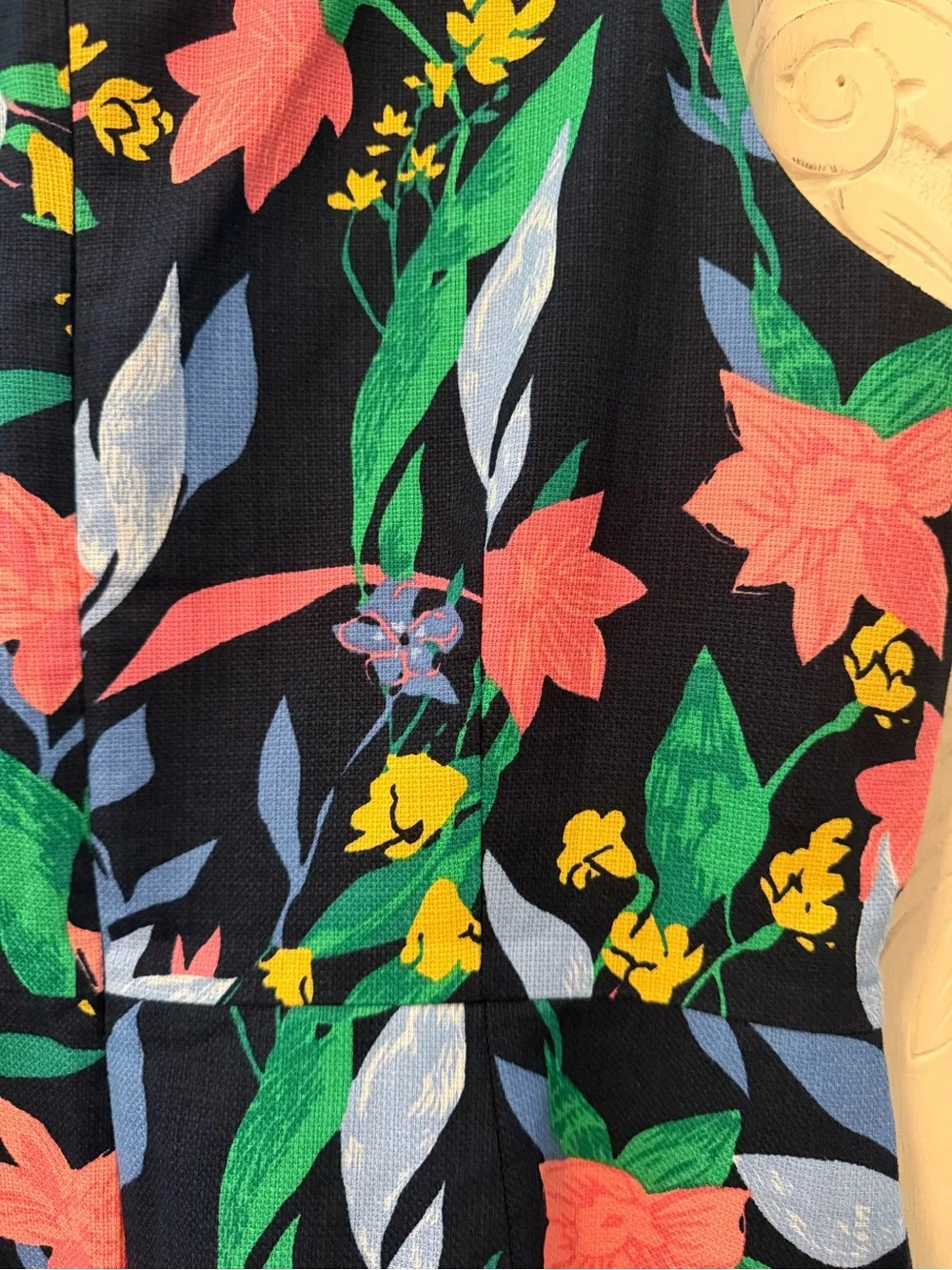 J. Crew Navy Floral Sleeveless Dress with Pink, Yellow and Green Accents